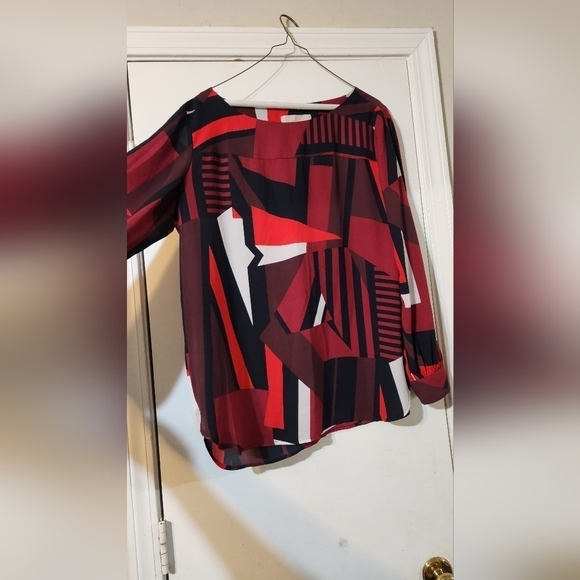 Multi colored peek sleeve blouse - Picture 1 of 8